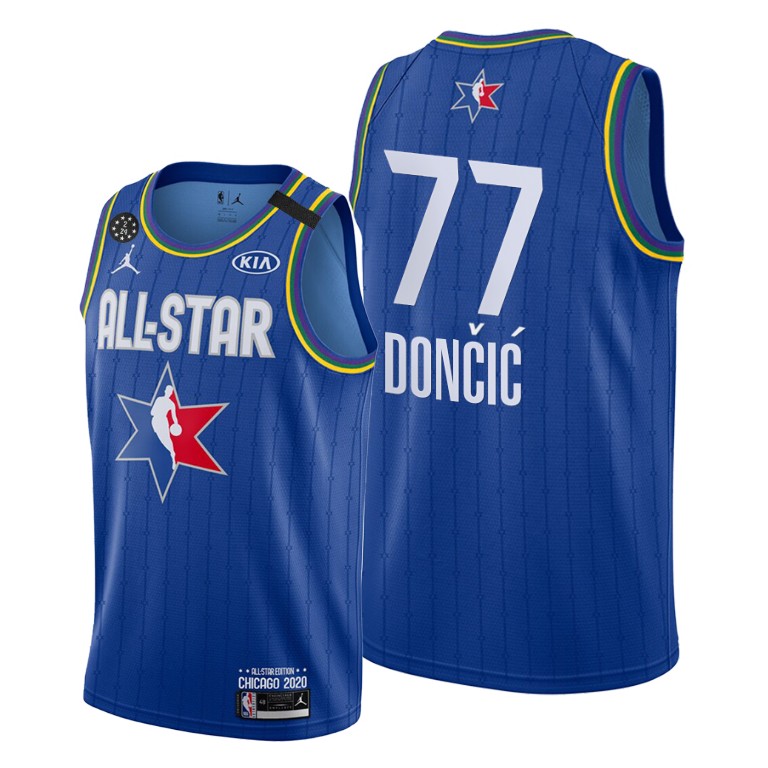 Men's Dallas Mavericks #77 Luka Doncic Blue NBA 2020 All-Star Stitched Jersey Men's Dallas Mavericks #77 Luka Doncic Blue NBA 2020 All-Star Stitched Jersey